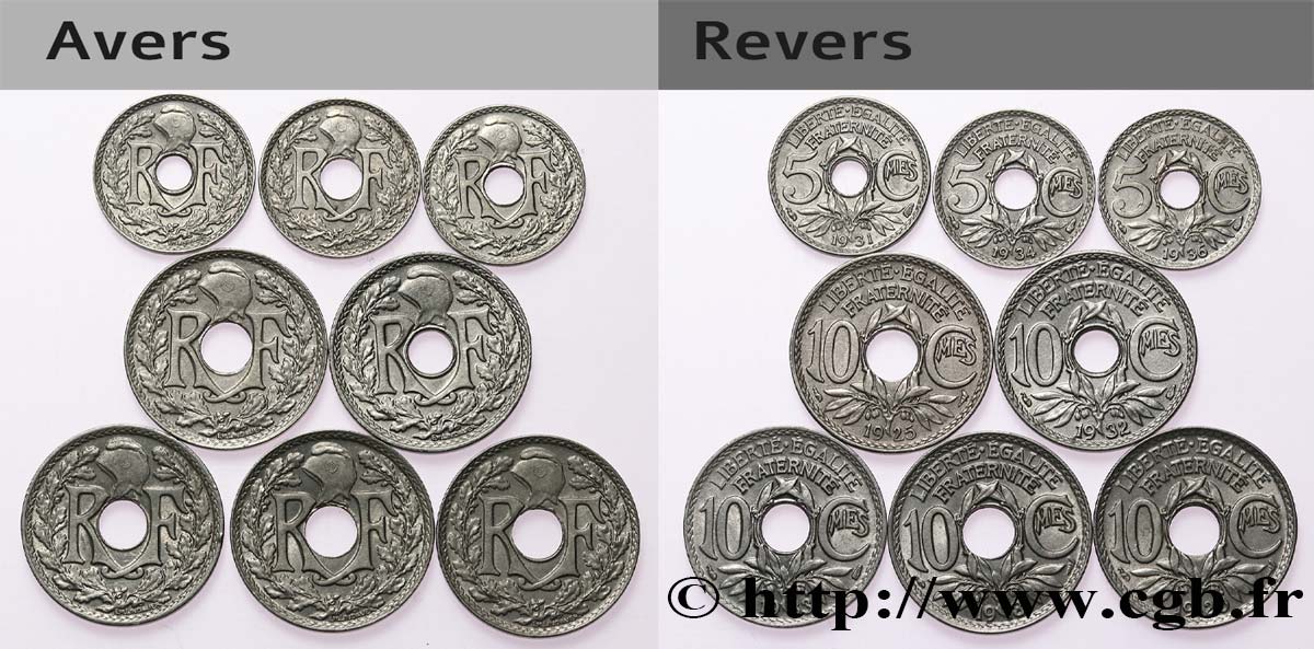 Lot de 3 pièces 5 centimes Lindauer, petit module et de 5 pièces de 10 centimes Lindauer n.d. s.l. F.122/14-17-19 fVZ/VZ 