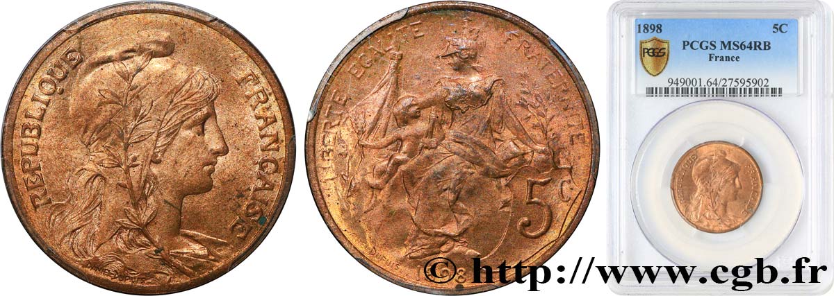 5 centimes Daniel-Dupuis 1898  F.119/5 SPL64 PCGS