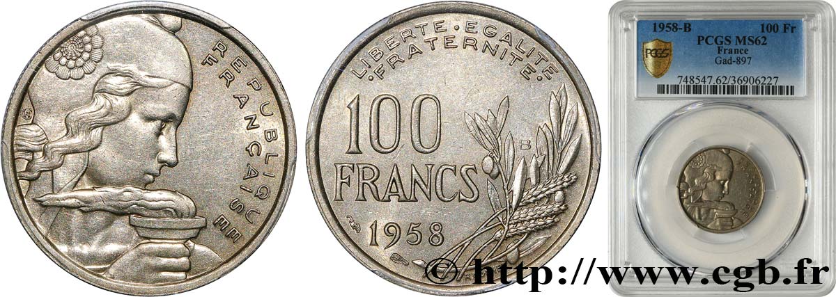 100 francs Cochet 1958 Beaumont-Le-Roger F.450/14 EBC62 PCGS