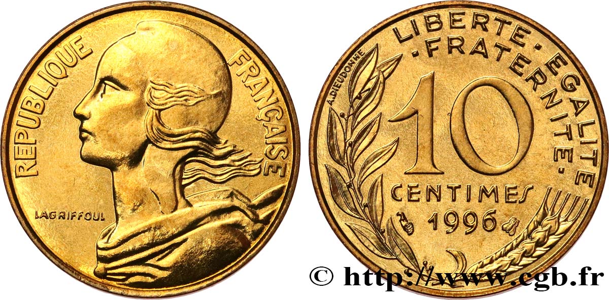 10 centimes Marianne, BU (Brillant Universel) 1996 Pessac F.144/40 FDC 