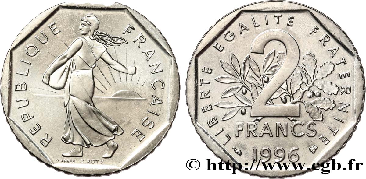 2 francs Semeuse, nickel, BU (Brillant Universel)  1996 Pessac F.272/24 MS 