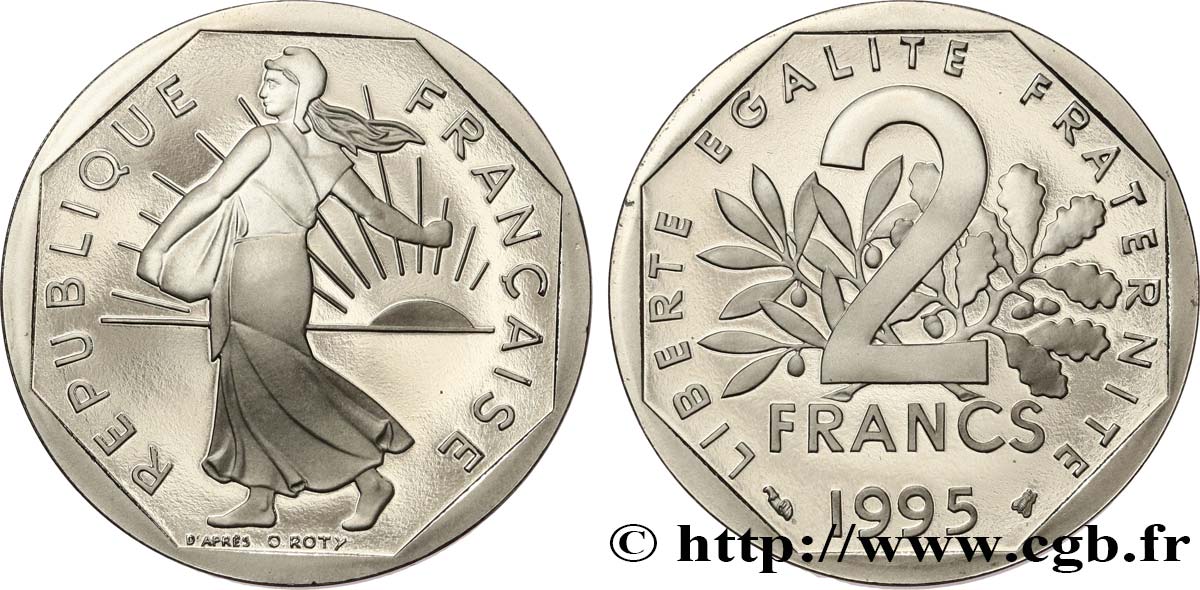 2 francs Semeuse, nickel, Belle Épreuve 1995 Pessac F.272/23 var. MS 