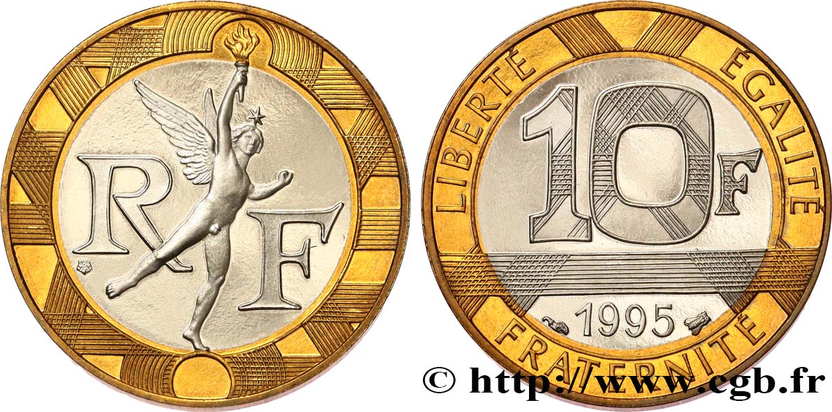 10 francs Génie de la Bastille, Belle Épreuve 1995 Pessac F.375/12 var. FDC 