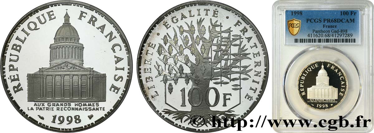 100 francs Panthéon, BE (Belle Épreuve) 1998  F.451/21 FDC68 PCGS