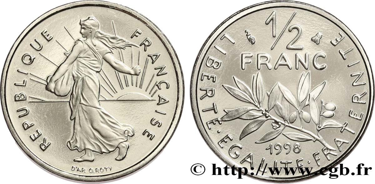 1/2 franc Semeuse, BE (Belle Épreuve) 1998 Pessac F.198/41 var. ST 