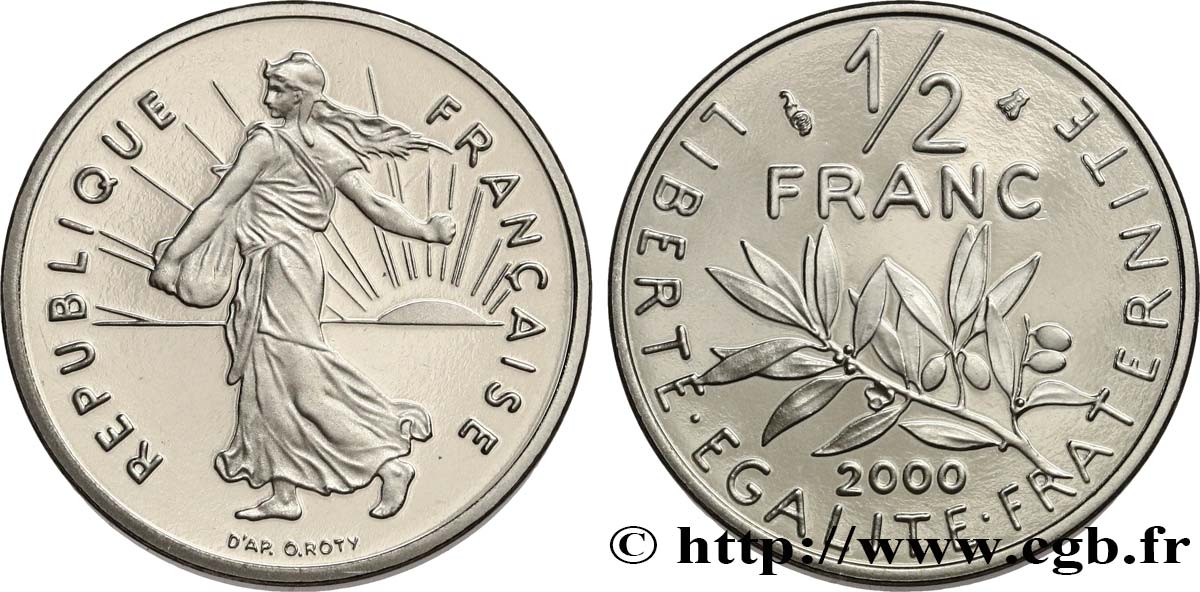 1/2 franc Semeuse, BE (Belle Épreuve) 2000 Pessac F.198/43 var. MS 