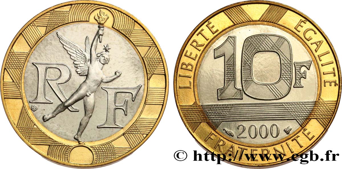 10 francs Génie de la Bastille, BE (Belle Épreuve) 2000 Pessac F.375/17 var. ST 