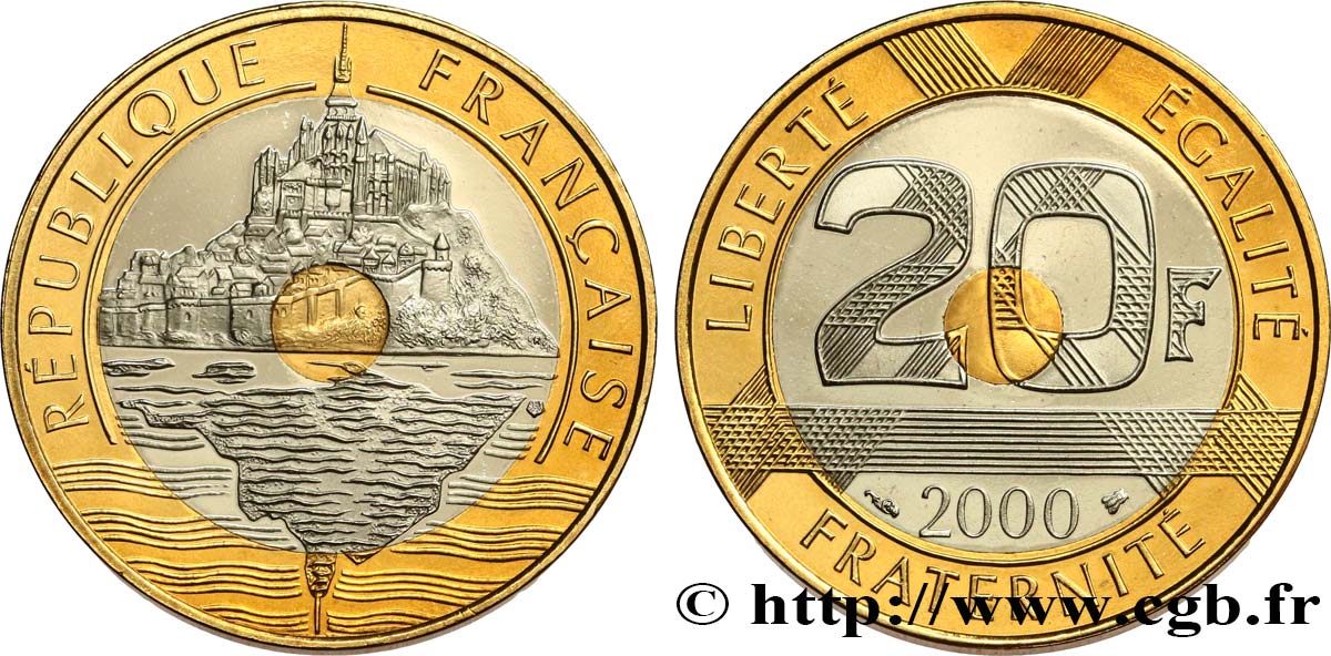 20 francs Mont Saint-Michel, BE (Belle Épreuve) 2000 Pessac F.403/16 var. MS 