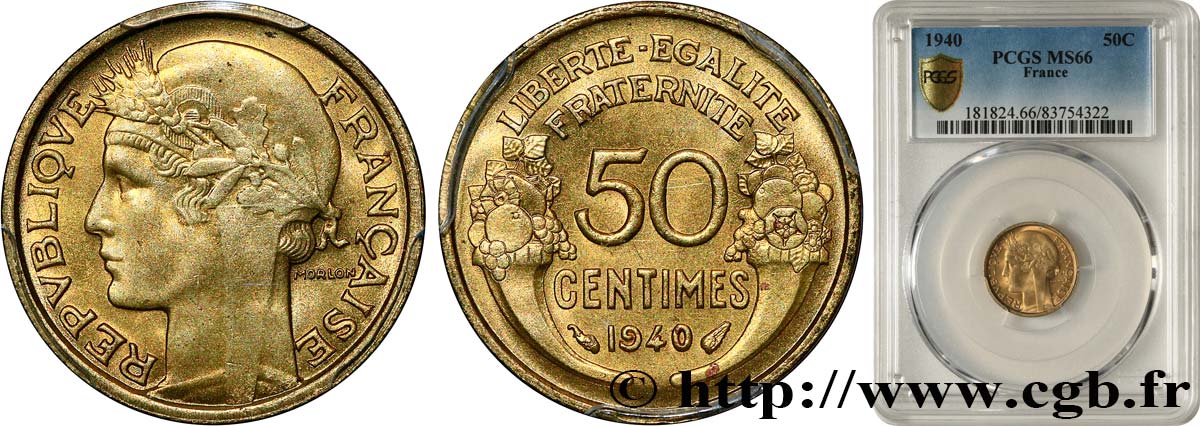 50 centimes Morlon 1940  F.192/17 MS66 PCGS