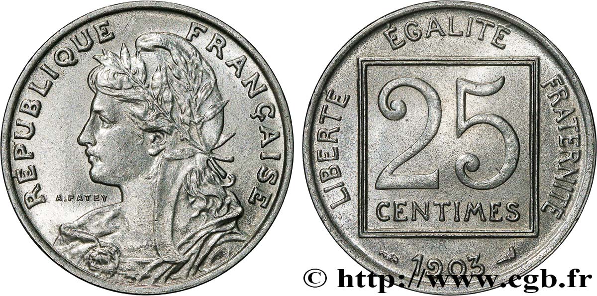 25 centimes Patey, 1er type 1903  F.168/3 EBC62 