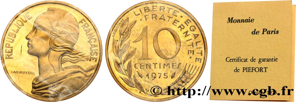 Piéfort Br-Al de 10 centimes Marianne 1975 Pessac GEM.46 P1 MS 