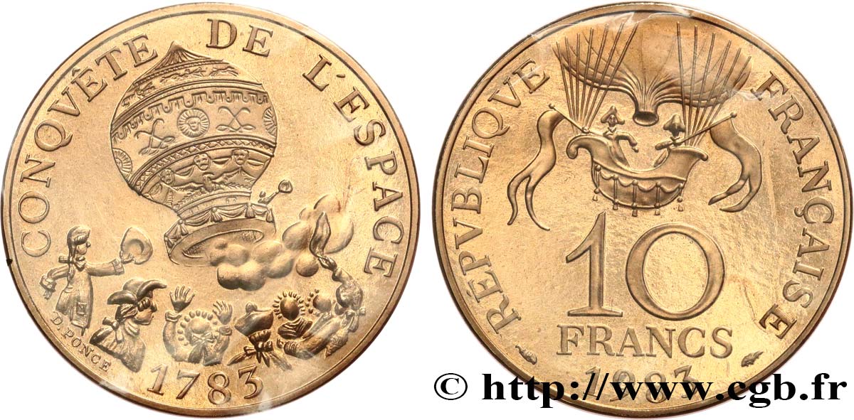 Piéfort Cu-Ni de 10 francs Conquête de l’Espace 1983  GEM.188 P1 MS 