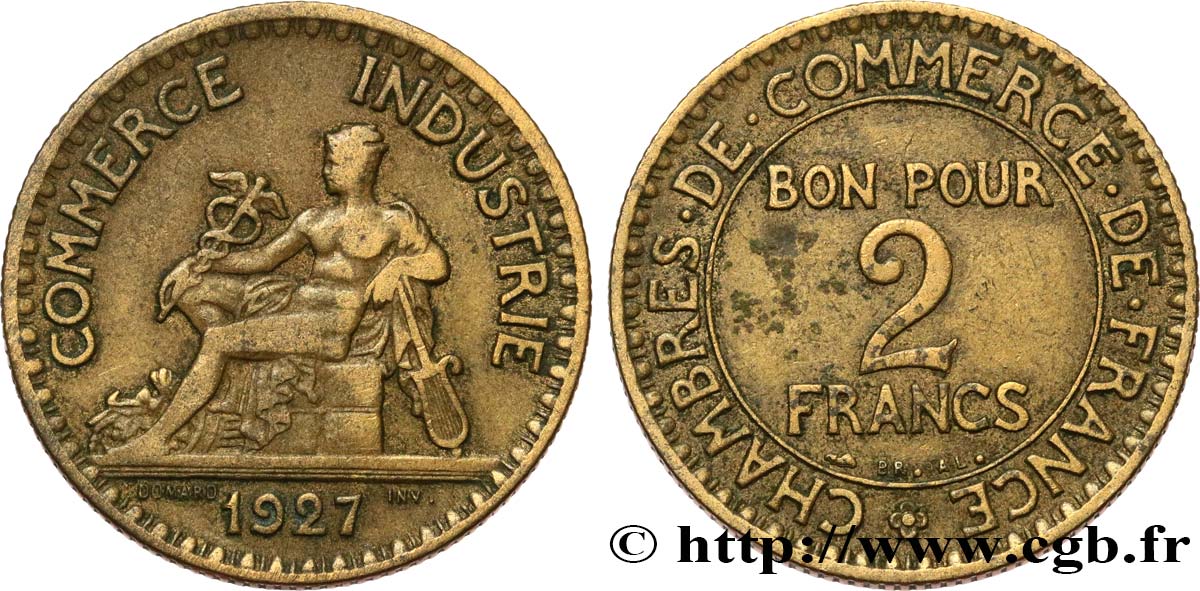 2 francs Chambres de Commerce 1927  F.267/9 VF30 