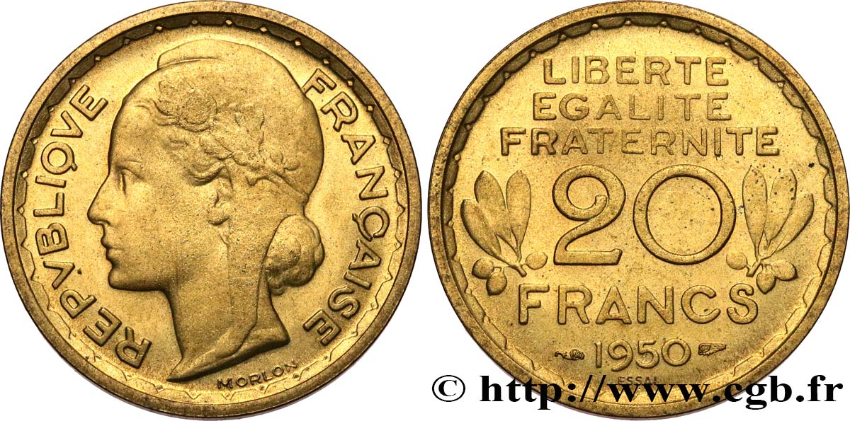 Essai du concours de 20 francs par Morlon 1950 Paris GEM.208 2 SPL64 