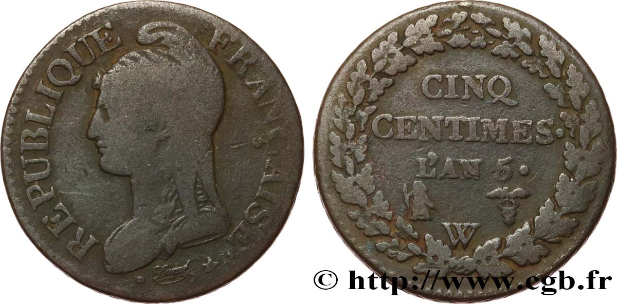 Cinq centimes Dupré, grand module 1797 Lille F.115/31 TB20 