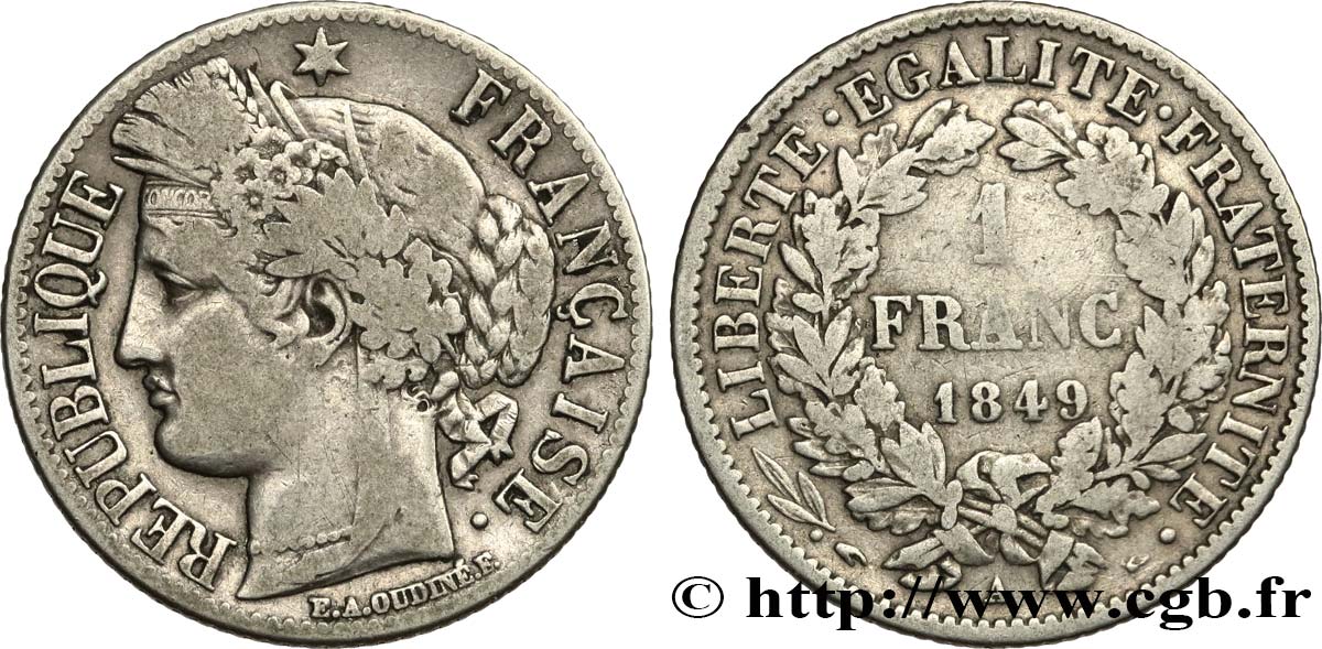 1 franc Cérès, IIe République 1849 Paris F.211/1 S15 