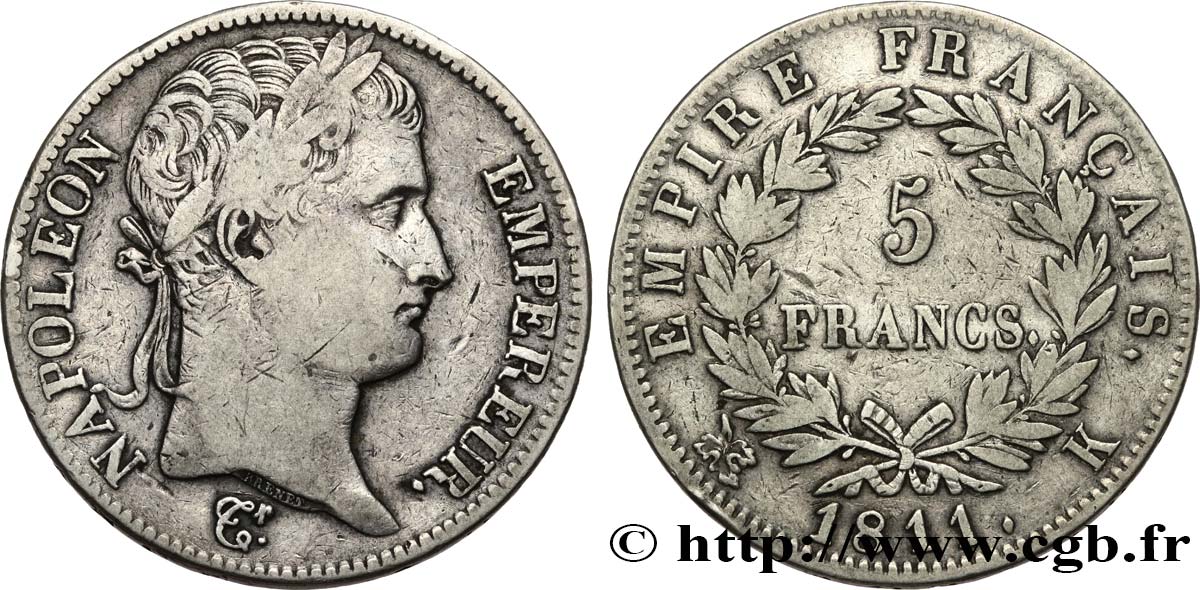 5 francs Napoléon Empereur, Empire français 1811 Bordeaux F.307/33 BC25 