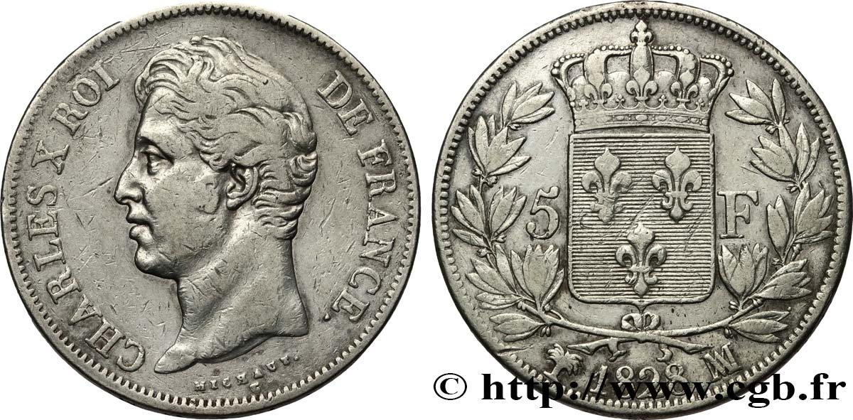 5 francs Charles X, 2e type 1828 Marseille F.311/23 MB 