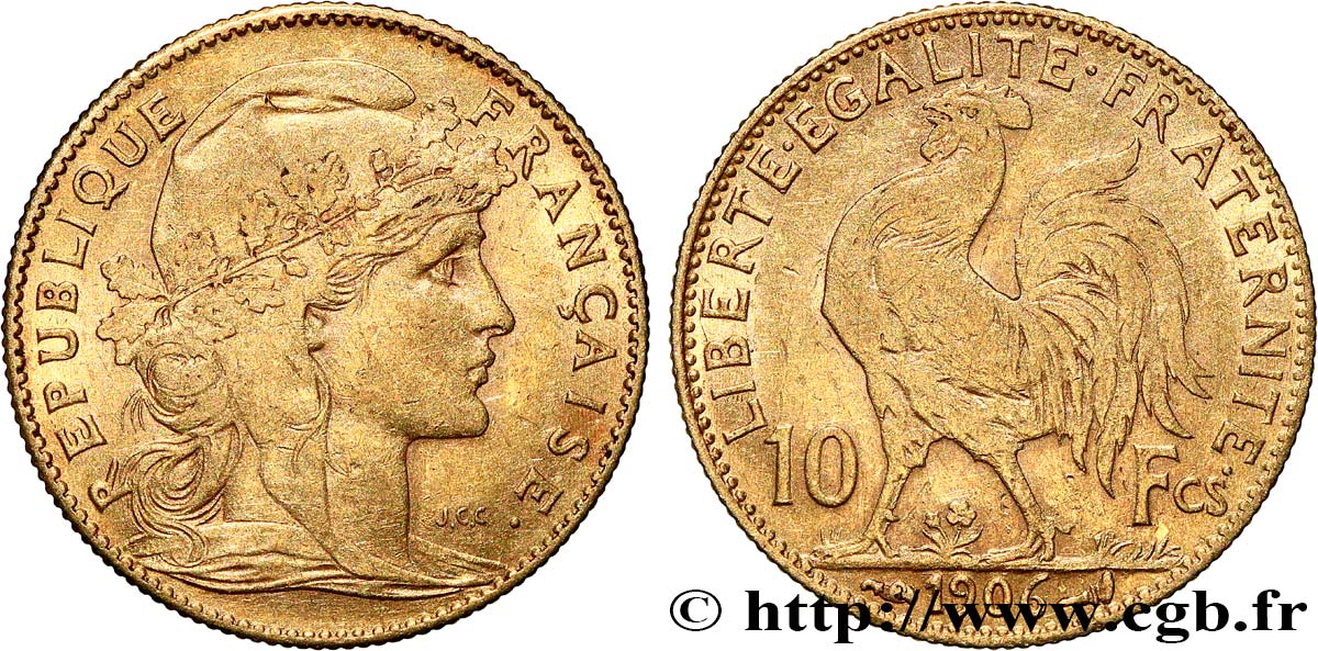 10 francs or Coq 1906 Paris F.509/7 TTB 