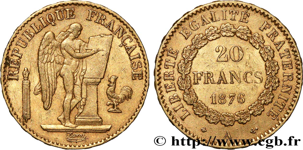 20 francs or Génie, IIIe République 1876 Paris F.533/4 TTB 