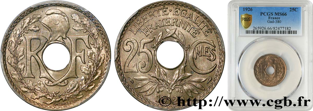 25 centimes Lindauer 1926  F.171/10 FDC66 PCGS
