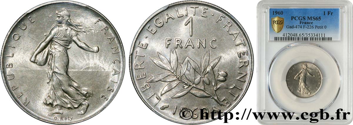 1 franc Semeuse, nickel 1960 Paris F.226/4 ST65 PCGS