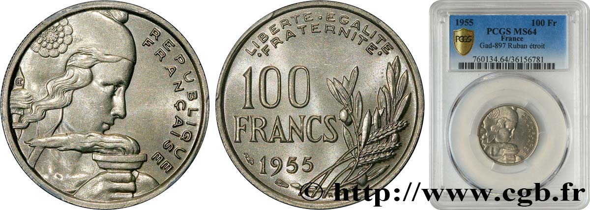 100 francs Cochet 1955  F.450/4 SC64 PCGS