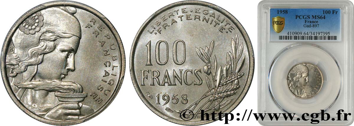 100 francs Cochet           1958  F.450/12 MS64 PCGS