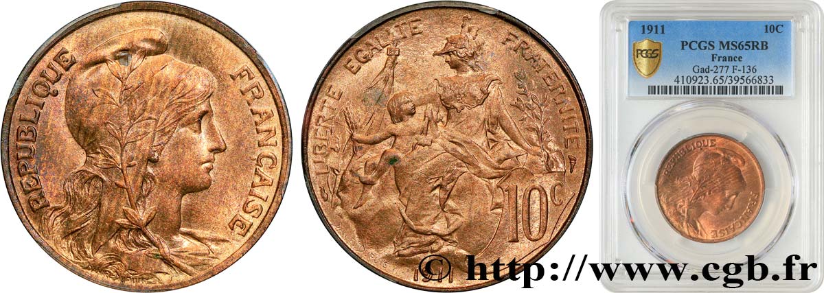 10 centimes Daniel-Dupuis 1911  F.136/20 FDC65 PCGS