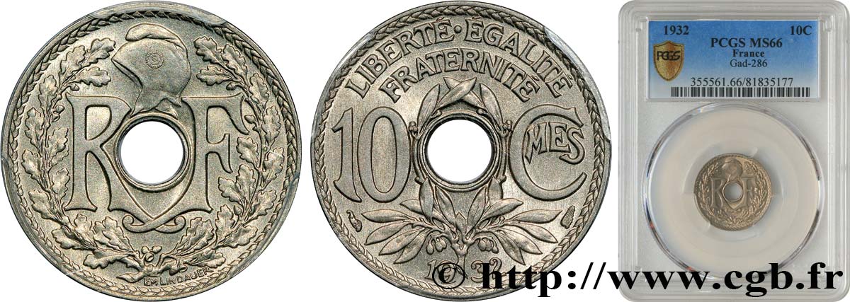 10 centimes Lindauer 1932  F.138/19 FDC66 PCGS