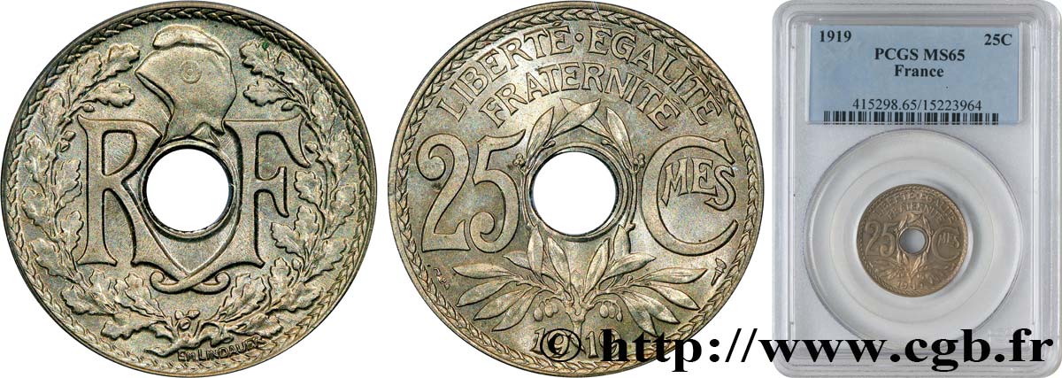 25 centimes Lindauer 1919  F.171/3 MS65 PCGS