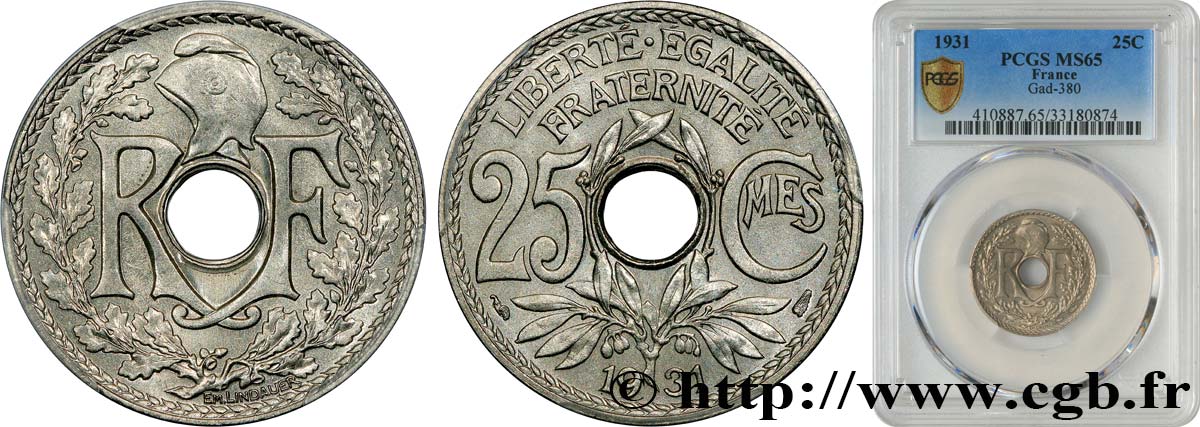 25 centimes Lindauer 1931  F.171/15 MS65 PCGS