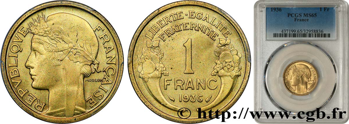 1 franc Morlon 1936 Paris F.219/7 ST65 PCGS