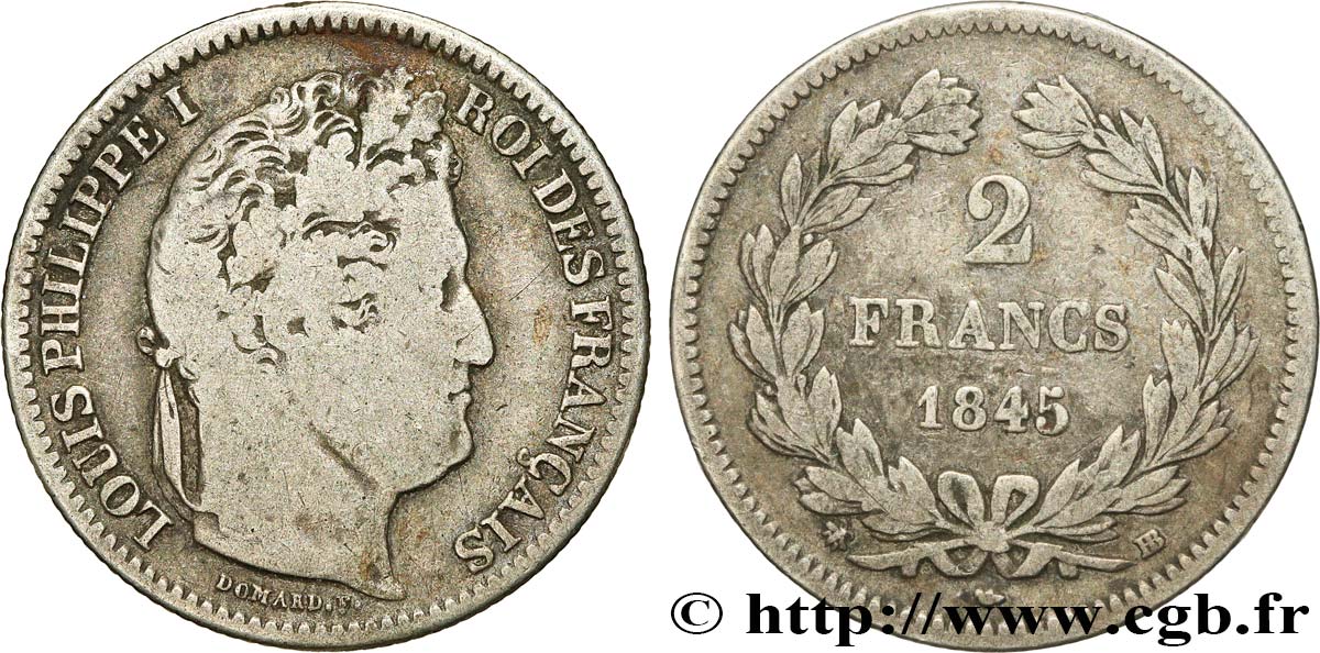 2 francs Louis-Philippe 1845 Strasbourg F.260/105 TB15 