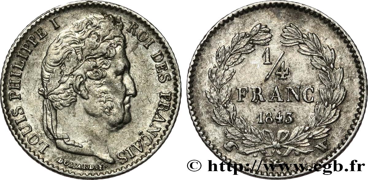 1/4 franc Louis-Philippe 1843 Lille F.166/96 TTB+ 