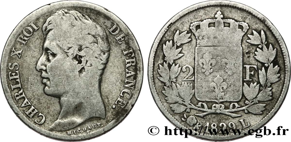 2 francs Charles X 1829 Bayonne F.258/56 RC10 