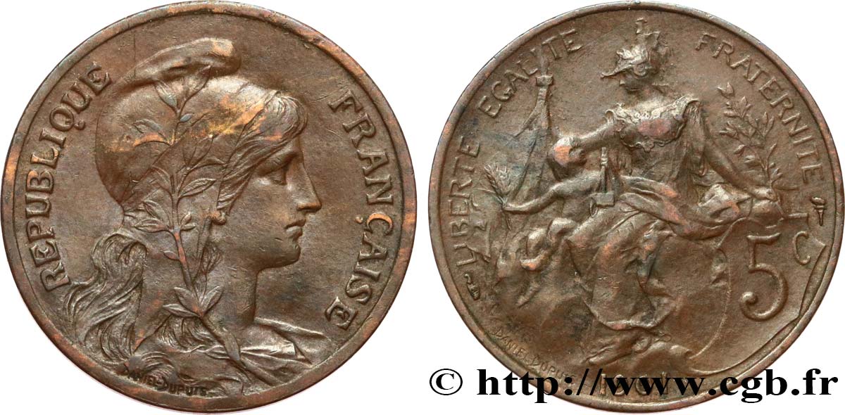 5 centimes Daniel-Dupuis 1901  F.119/11 XF40 