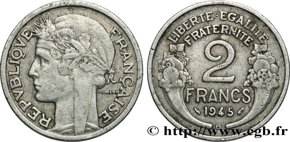 2 francs Morlon, aluminium 1945 Beaumont-Le-Roger F.269/6 TB25 