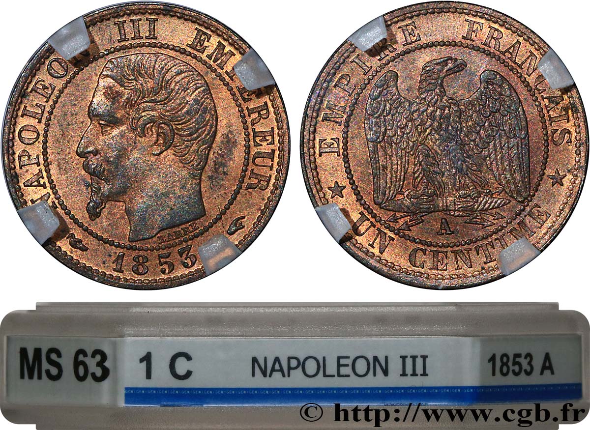 Un centime Napoléon III, tête nue 1853 Paris F.102/1 SPL63 GENI