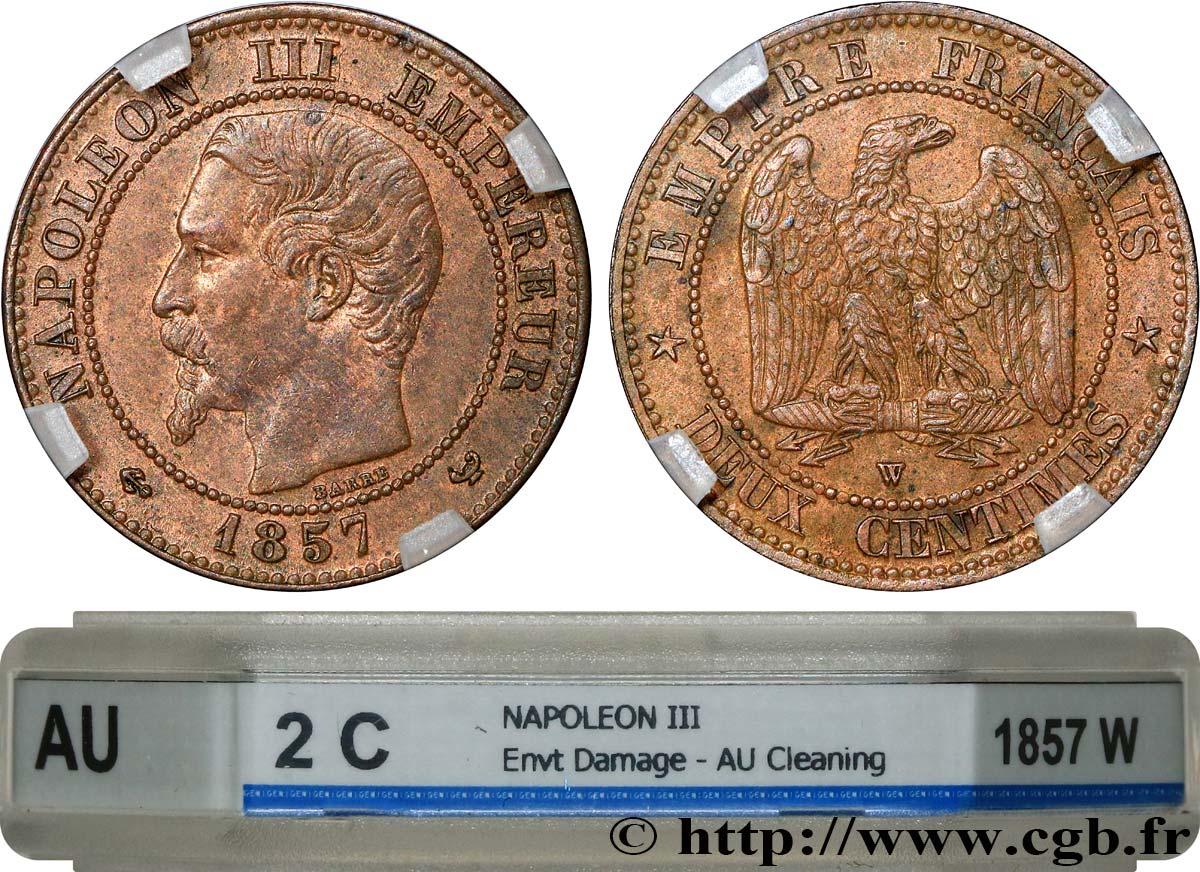 Deux centimes Napoléon III, tête nue 1857 Lille F.107/51 AU GENI