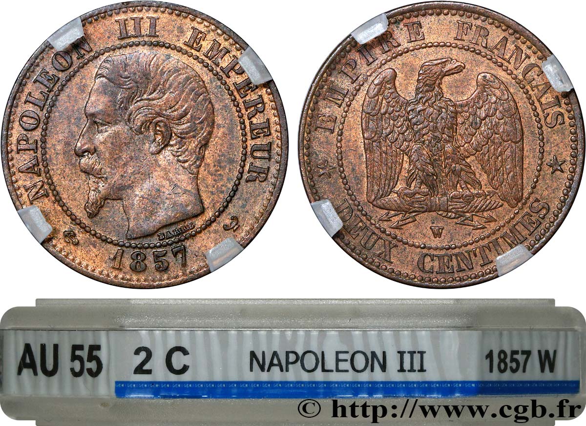 Deux centimes Napoléon III, tête nue 1857 Lille F.107/51 SUP55 GENI