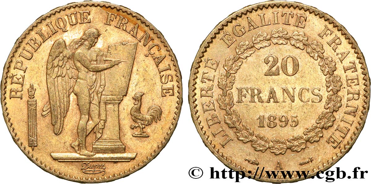 20 francs or Génie, IIIe République 1895 Paris F.533/19 AU 