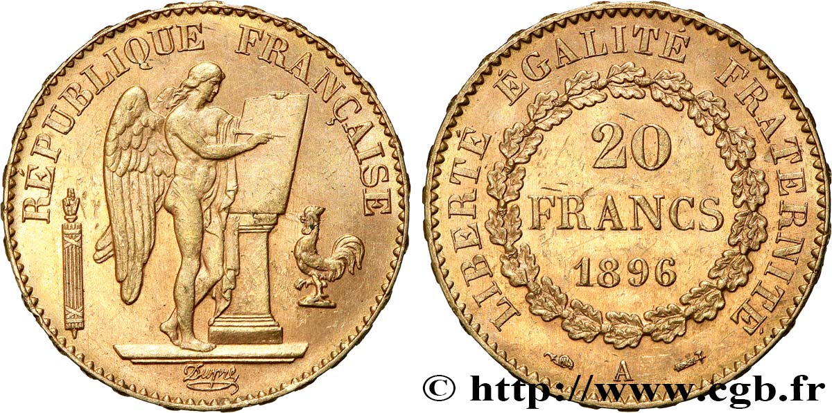 20 francs or Génie, Troisième République 1896 Paris F.533/20 VZ 