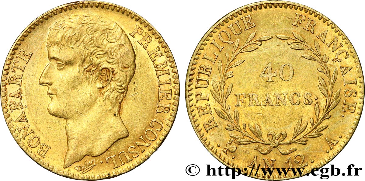 40 francs or Bonaparte Premier Consul 1804 Paris F.536/6 MBC+ 