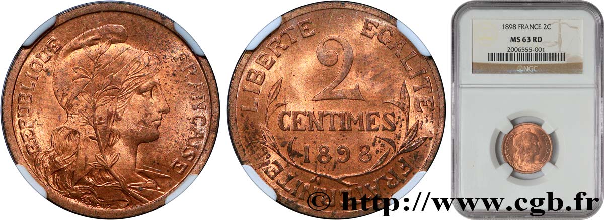 2 centimes Daniel-Dupuis 1898 Paris F.110/1 SC63 NGC