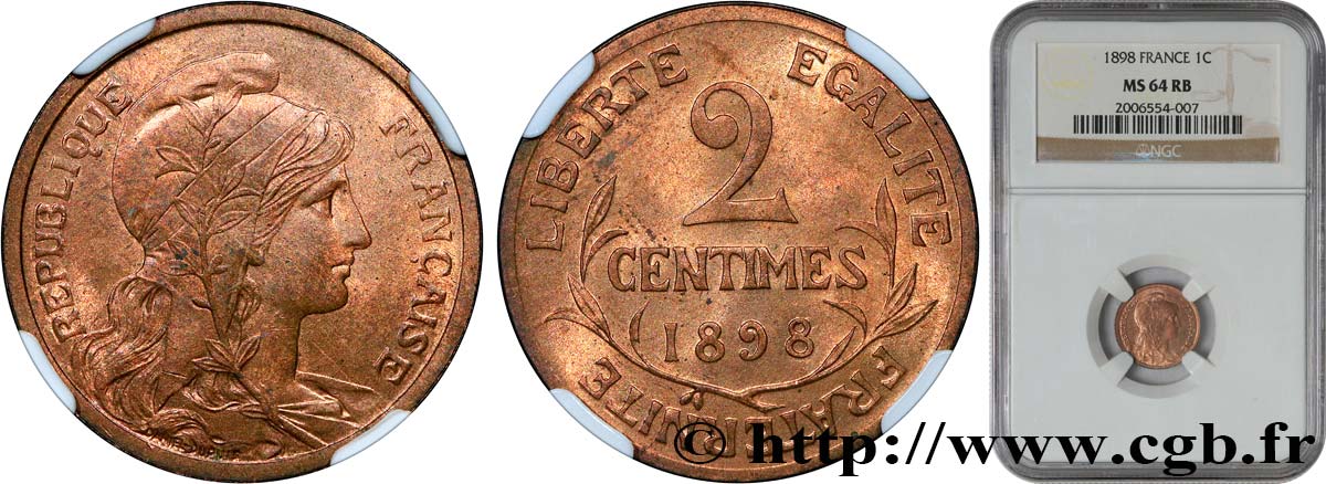 2 centimes Daniel-Dupuis 1898 Paris F.110/1 fST64 NGC