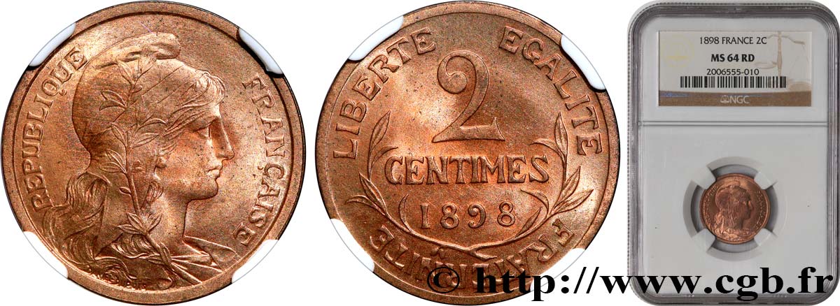 2 centimes Daniel-Dupuis 1898 Paris F.110/1 fST64 NGC