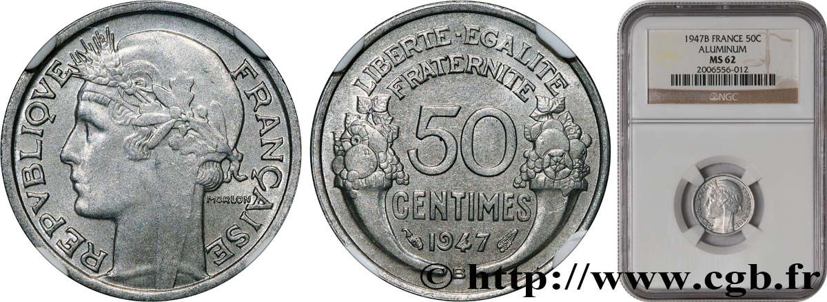 50 centimes Morlon, légère 1947 Beaumont-Le-Roger F.194/11 SUP62 NGC