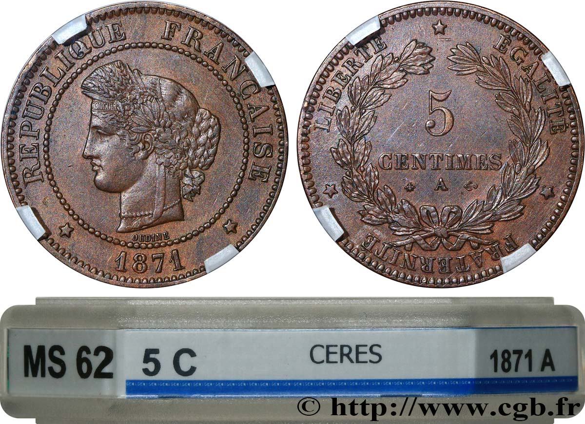 5 centimes Cérès 1871  Paris F.118/2 MS62 GENI