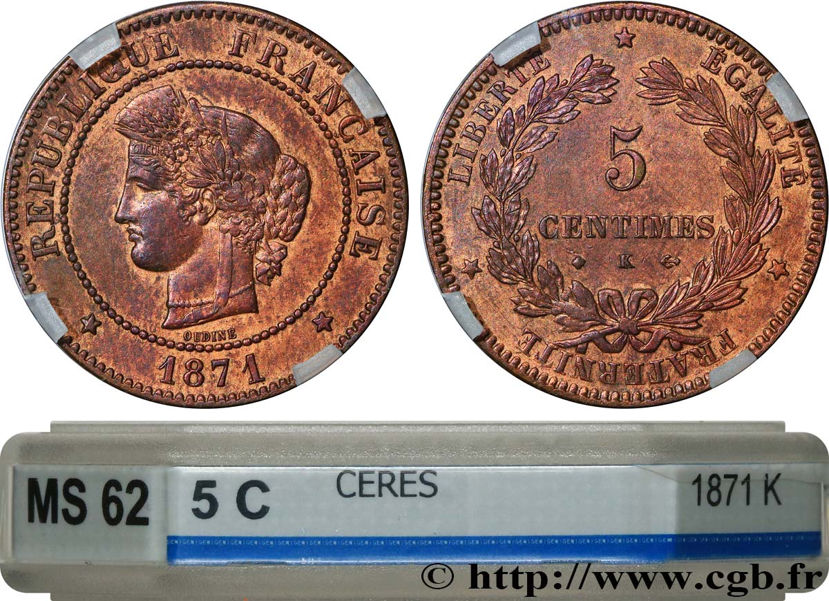 5 centimes Cérès 1871 Bordeaux F.118/3 VZ62 GENI